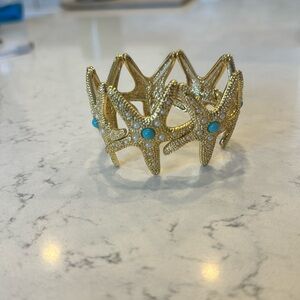 Lily Pulitzer Starfish Gold Turquoise Stretch Bracelet NWOT